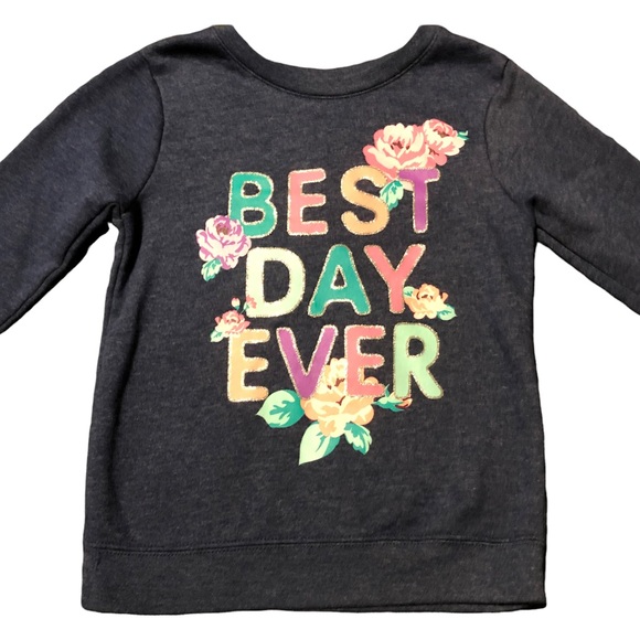 ❗️SOLD❗️Garanimals • Floral “Best Day Ever” Navy Blue Sweater - Picture 5 of 8